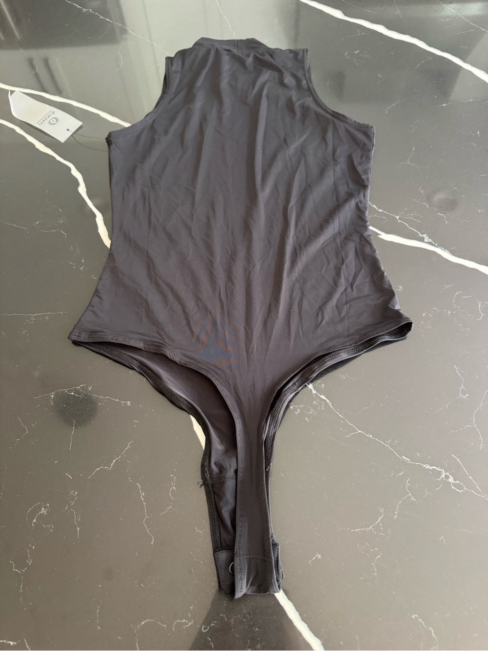 Mono B Black Bodysuit with Orange Logo Tag - Picture 3 of 4